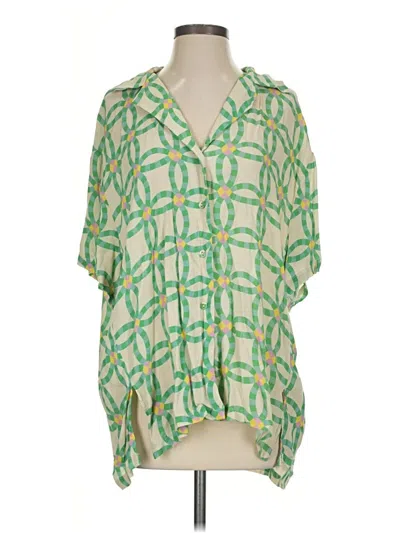 Pre-owned Vrg Grl Short Sleeve Blouse In Green