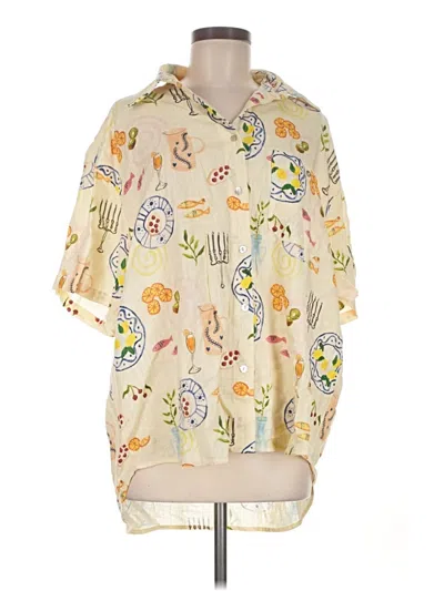 Pre-owned Vrg Grl Short Sleeve Blouse In Yellow