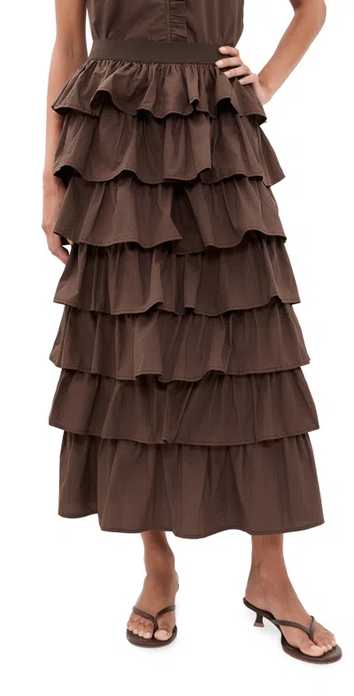 Vrg Grl Thalia Midi Skirt Chocolate