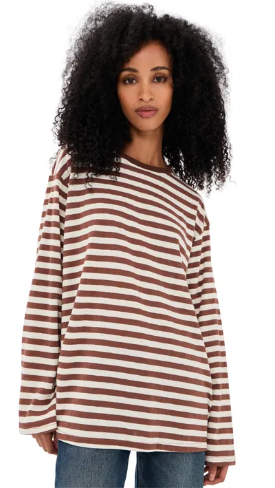 Vrg Grl Willow Long Sleeve Tee Brown Stripe In Multi