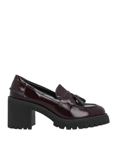 Vsl Woman Loafers Burgundy Size 5 Leather In Red