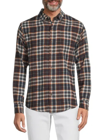 Vstr Premium Men's Flannel Check Shirt In Blue Brown