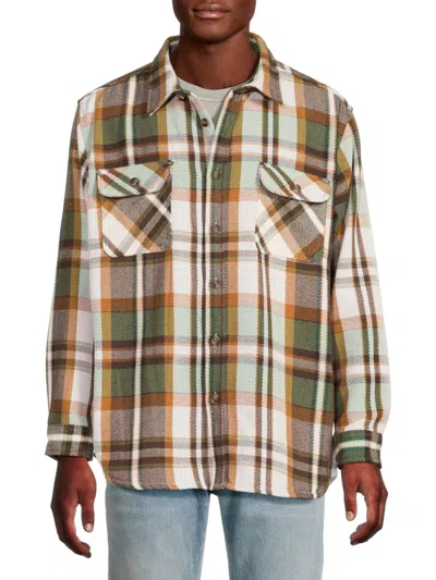 Vstr Premium Men's Plaid Long Sleeve Shirt Jacket In Khaki