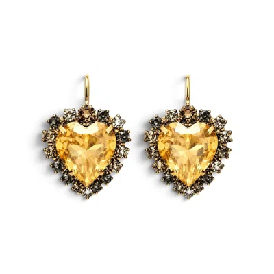 Vstyle Women's Amore Swarovski Golden Heart Earrings