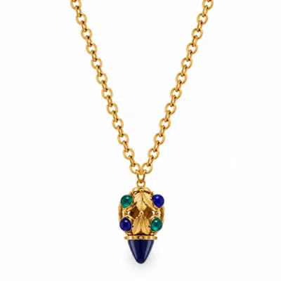 Vstyle Women's Blue / Green Midnight Blue & Green Statement Pendant Necklace. In Blue/green