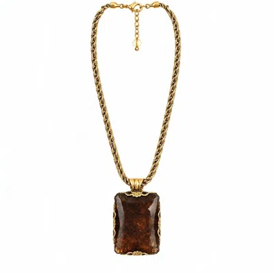 Vstyle Women's Brown Smoky Cognac Crystal Filigree Pendant Necklace
