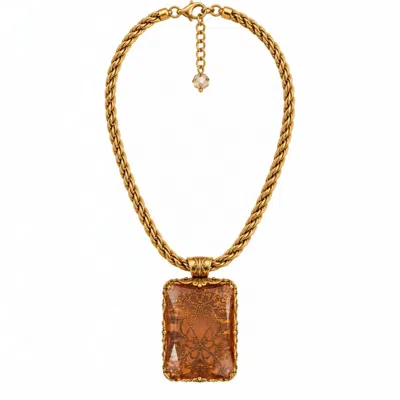 Vstyle Women's Gold Amber Copper Crystal Filigree Necklace