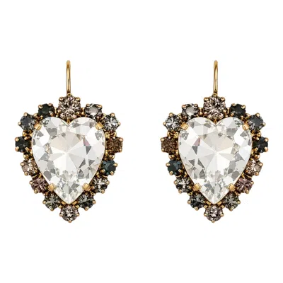 Vstyle Women's Gold Amore Swarovski Heart Earrings