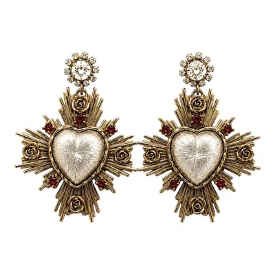 Vstyle Women's Gold Argento Baroque Heart Earrings
