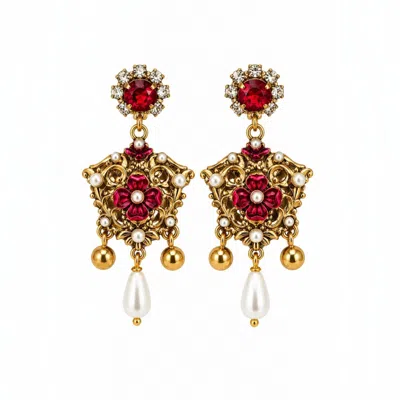 Vstyle Women's Gold Baroque Pearl Drop Earrings
