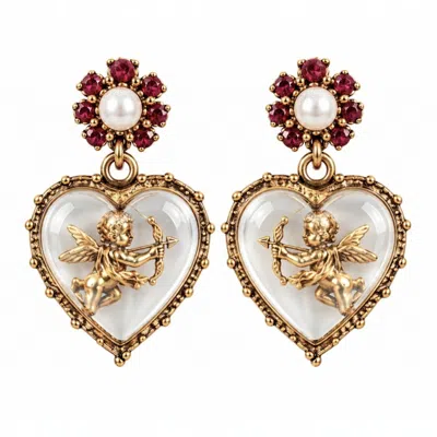 Vstyle Women's Gold Cherub Heart Earrings