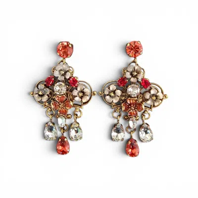 Vstyle Women's Gold Floral Swarovski Chandelier Earrings