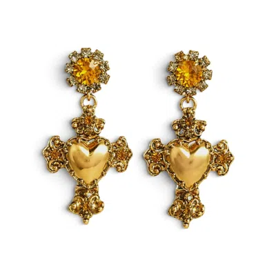 Vstyle Women's Gold Luce Sscro Cuore Topaz Earrings