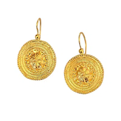 Vstyle Women's Gold Medallion Drop Earrings