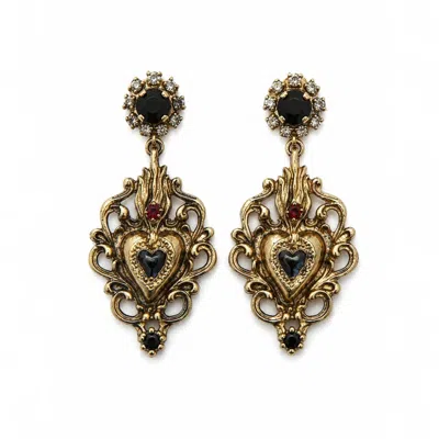 Vstyle Women's Gold Noir Cuore Earrings