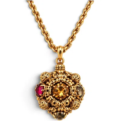 Vstyle Women's Gold Ornate Baroque Crystal Sphere Long Necklace