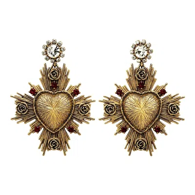 Vstyle Women's Gold Oro Baroque Heart Earrings