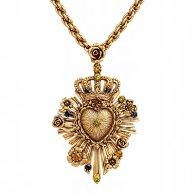 Vstyle Women's Gold Queen Sacred Heart Statement Necklace