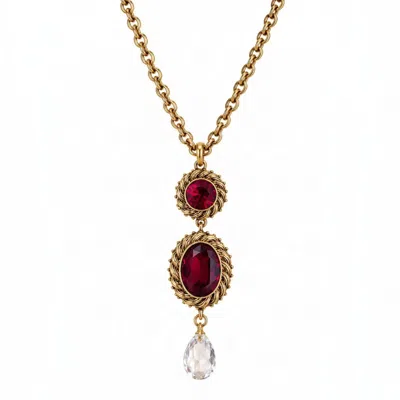 Vstyle Women's Gold / Red Florentine Baroque Crystal Drop Necklace.