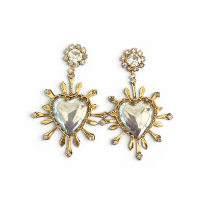 Vstyle Women's Gold Sacred Heart Radiance Earrings