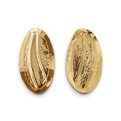Vstyle Women's Gold Sculpted Wave Statement Earrings