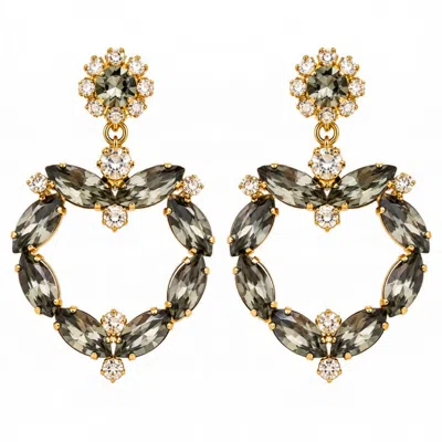 Vstyle Women's Gold Smoky Olive Crystal Statement Earrings