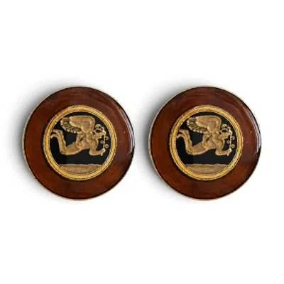 Vstyle Women's Gold Vintage Italian Winged Goddess Enamel Clip-on Earrings