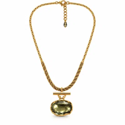 Vstyle Women's Green Olive Crystal Gold-plated Statement Necklace