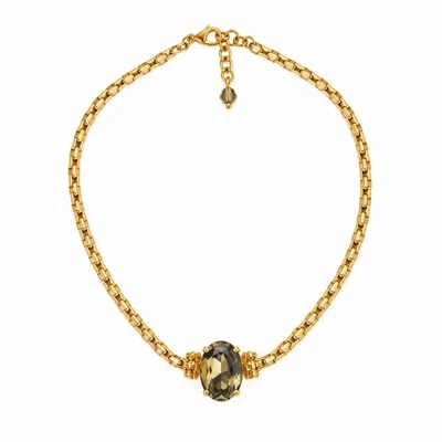 Vstyle Women's Olive Green Crystal Statement Necklace