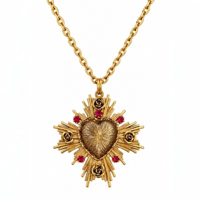 Vstyle Women's Sacred Heart Gold Radiance Necklace
