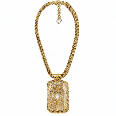 Vstyle Women's White Clear Crystal Filigree Pendant Necklace