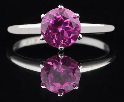 Pre-owned Vt Gems 100% Aa Natural Pink Tourmaline Round Cut 1.30ct Women's Ring In 14kt White Gold In Pink (as Depicted)
