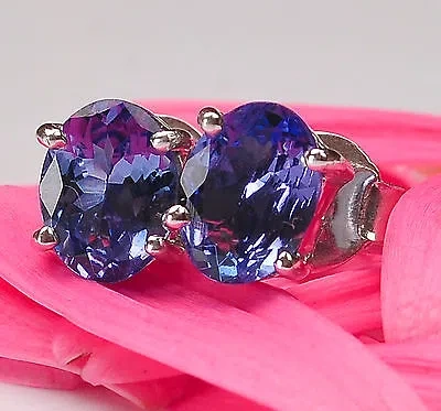 Pre-owned Vt Gems 100% Natural Blue Tanzanite 14kt White Gold Oval Shape 2.40 Carat Women's Studs