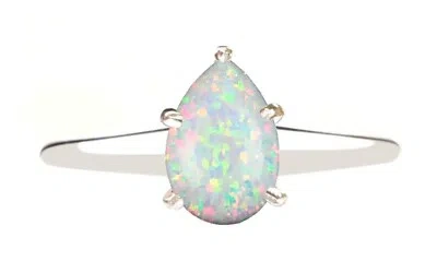 Pre-owned Vt Gems 1.30ct Pear Shape 100% Natural Opal Engagement Solitaire Ring In Real 14kt Gold In Multicolor