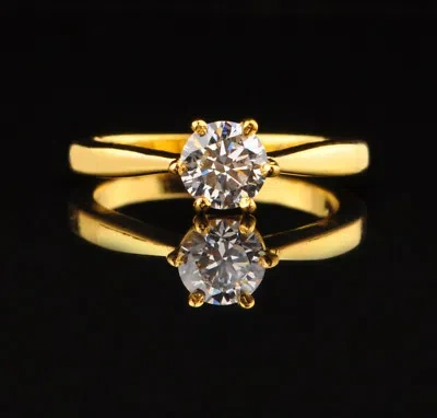 Pre-owned Vt Gems 1.40 Carat D/vvs1 Round Shape Solitaire Women's Ring In Finest 14kt Yellow Gold
