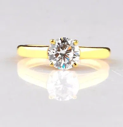 Pre-owned Vt Gems 14kt Finest Yellow Gold With Vvs1 Round Shape 2.20 Carat Solitaire Women's Ring In D