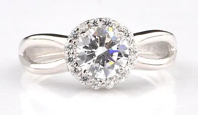 Pre-owned Vt Gems 14kt Gold / 2.20ct D/vvs1 Round Cut Solitaire With Accents Women's Wedding Ring
