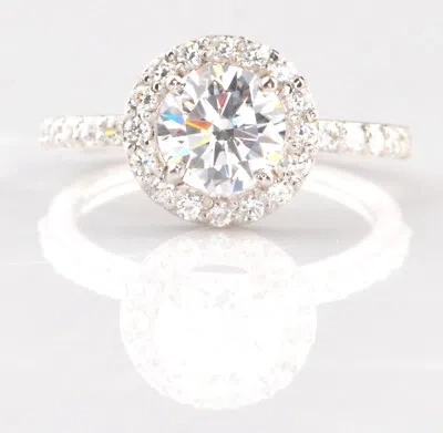 Pre-owned Vt Gems 14kt Gold / 3.10 Carat D-color Round Cut Solitaire With Accents Anniversary Ring
