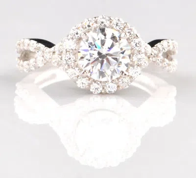 Pre-owned Vt Gems 14kt Gold / 3.80 Carat Round Cut D-color Solitaire With Accents Anniversary Ring