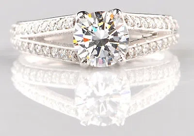 Pre-owned Vt Gems 14kt Solid White Gold With 2.50ct Round Shape D/vvs1 Solitaire Engagement Ring