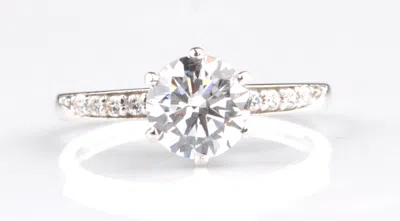 Pre-owned Vt Gems 14kt White Gold /d/vvs1 3.20ct Round Cut Solitaire With Accents Anniversary Ring