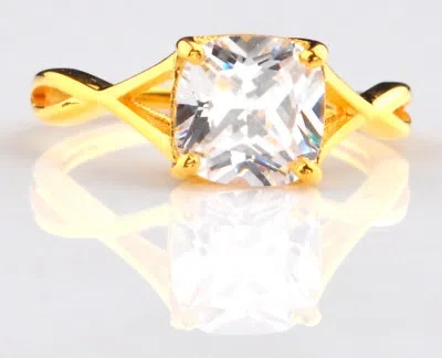 Pre-owned Vt Gems 14kt Yellow Gold & D/vvs1 Cushion Shape 2.30ct Solitaire Women's Engagement Ring