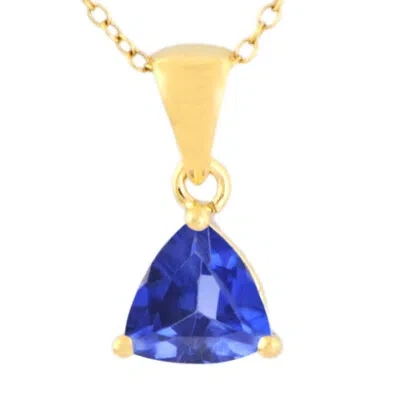 Pre-owned Vt Gems 14kt Yellow Gold Trillion Cut 1.30ct 100% Natural Blue Tanzanite Women's Pendant In Blue (as Depicted)