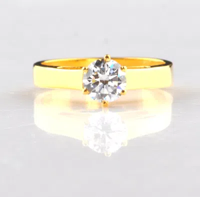 Pre-owned Vt Gems 14kt Yellow Gold With 1.20ct D-color Round Cut Solitaire Women's Engagement Ring