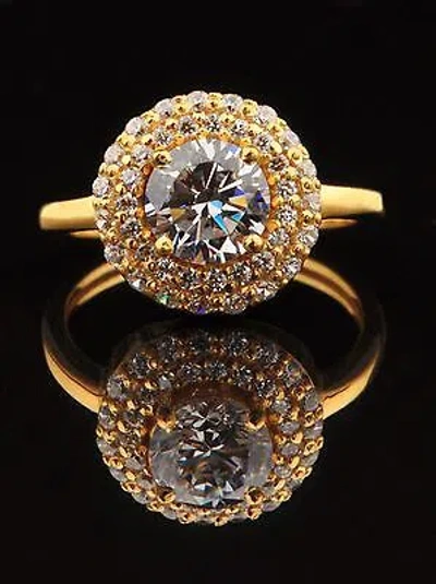 Pre-owned Vt Gems 3.10ct D-color Round Cut Solitaire Women's Wedding Ring In 14kt Real Yellow Gold