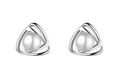 Pre-owned Vt Gems 3.50 Carat Round Shape 14kt White Gold Natural Freshwater Pearl Women's Studs In As Depicted