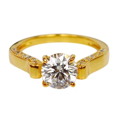 Pre-owned Vt Gems D/vvs1 Round Cut 2.40ct Solitaire With Accents Engagement Ring Real In 14kt Gold In White
