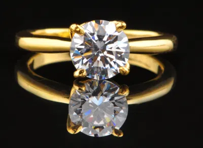 Pre-owned Vt Gems Finest 14kt Yellow Gold With D-color Round Shape 2.50ct Solitaire Women's Ring