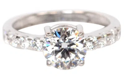 Pre-owned Vt Gems Real 14kt White Gold With 2.80 Carat Round Shape Solitaire Anniversary Ring In D