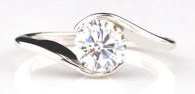 Pre-owned Vt Gems Solid 14kt White Gold With 2.00 Carat D-color Round Shape Solitaire Women's Ring